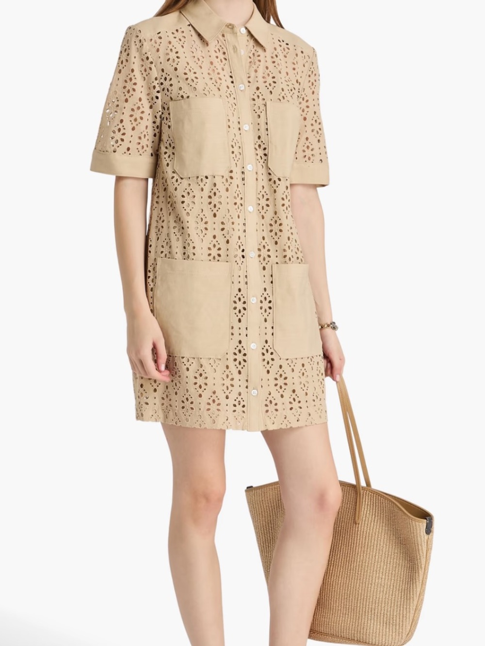 Veronica Beard Rafaela Eyelet Button-Up Dress